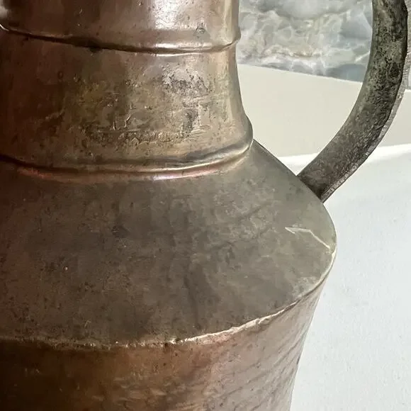 Vintage Hand Forged Lidded Coffee Urn Pitcher Copper Turkish Middle Eastern